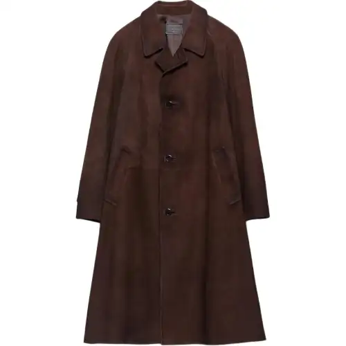 PRADA Raglan sleeve Suede Coat