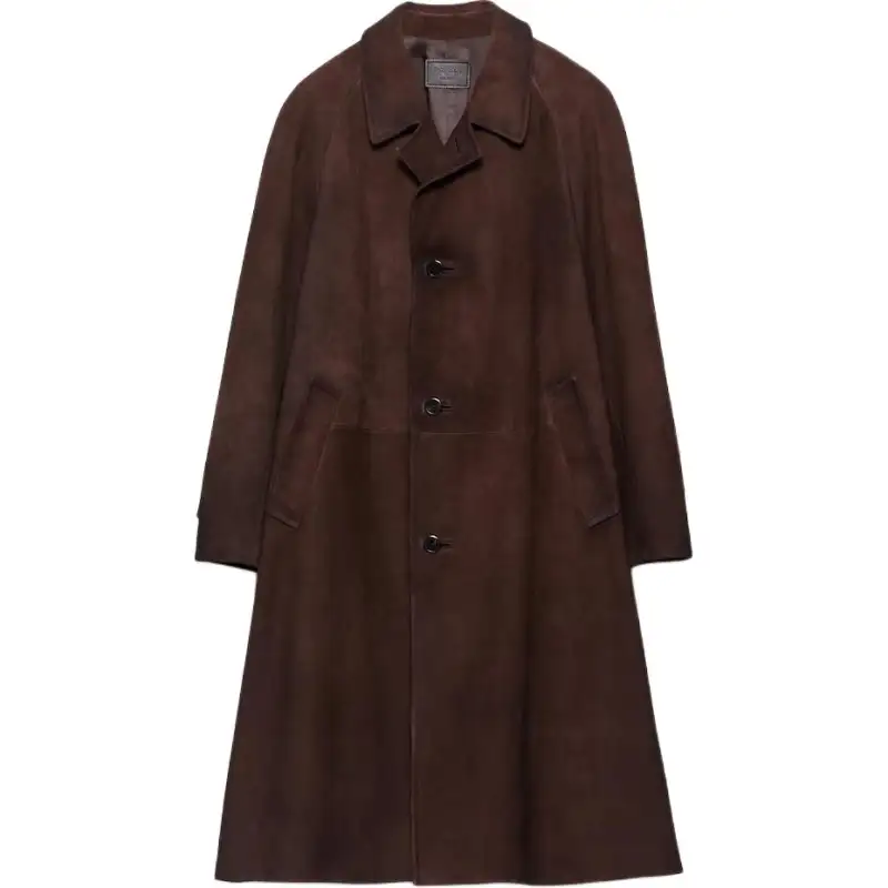 PRADA Raglan sleeve Suede Coat