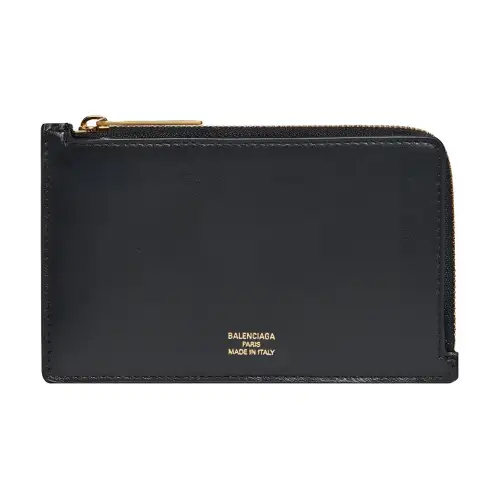 Balenciaga Calfskin Coin Purse, Card Holder Regular Women's Black