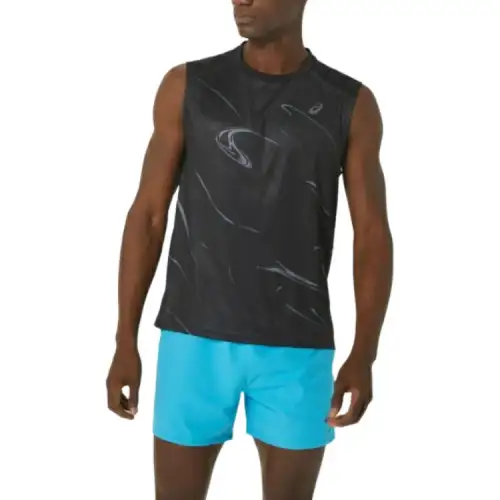 ASICS Tank Tops Men's Black Crew Neck Moderate