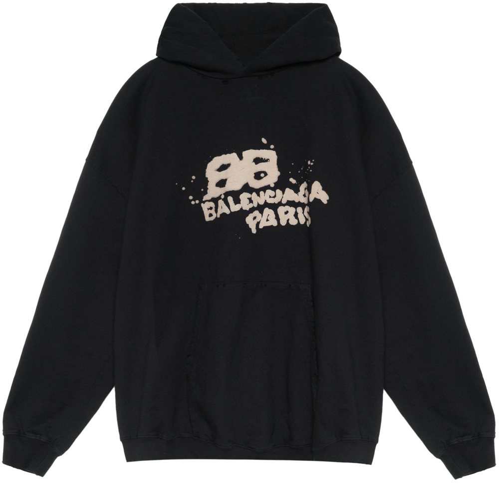 Balenciaga Large Fit Hand Drawn Bb Icon Hoodie