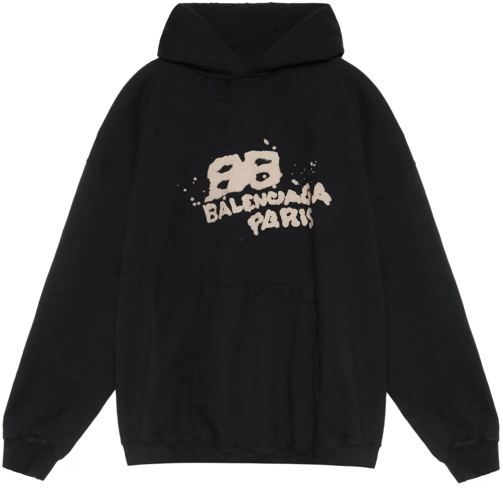 Balenciaga Large Fit Hand Drawn Bb Icon Hoodie