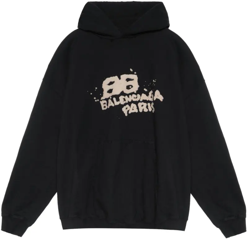 Balenciaga Large Fit Hand Drawn Bb Icon Hoodie