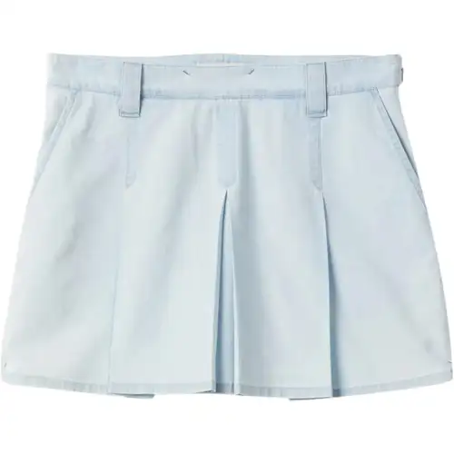 MIU MIU Low rise Pleated Chambray Skirt