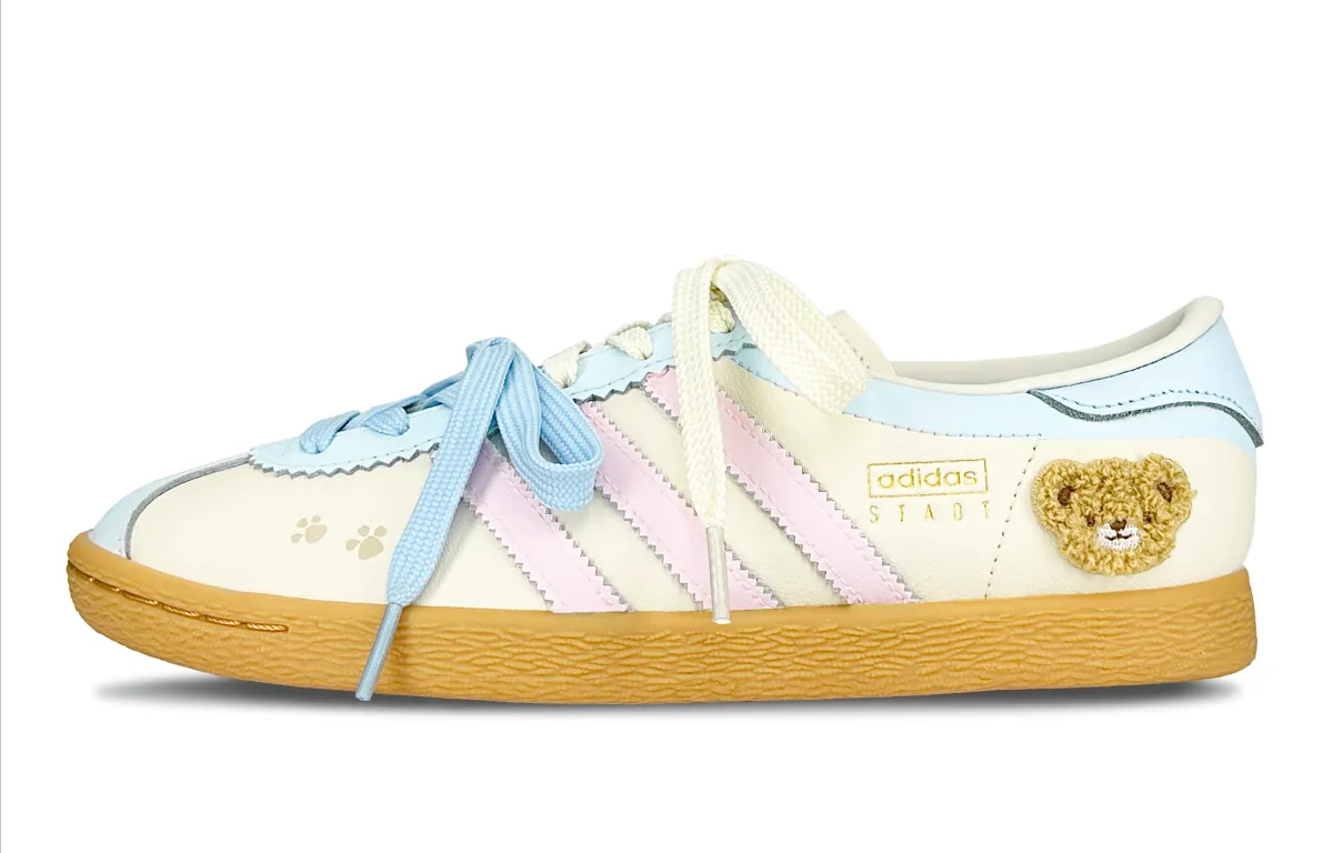 Adidas Originals Stadt Milk Candies Bear, Embroidery Bear, Shimmery Cat Low top German Army Trainers Women's
