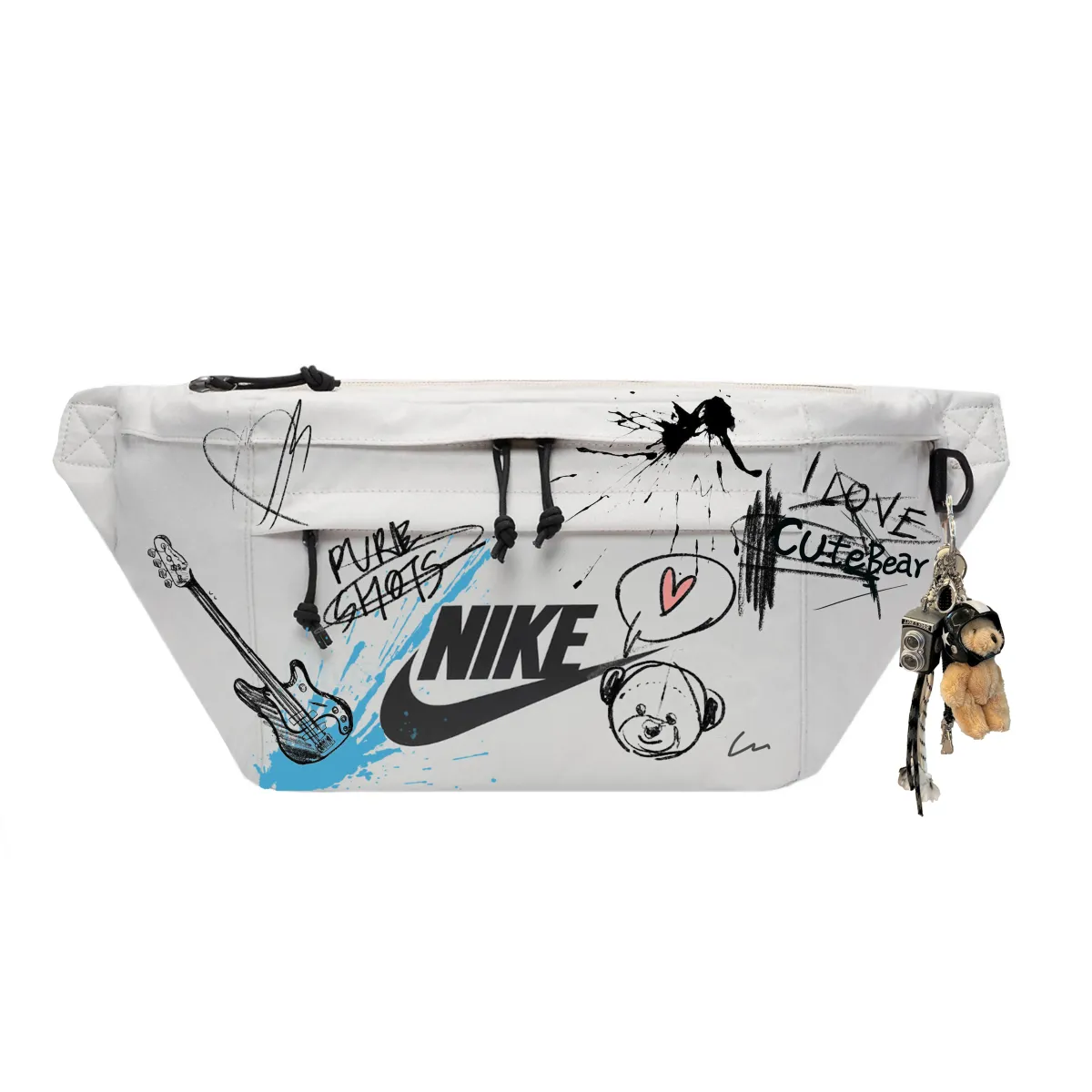 Nike Fabric Punk Bear Shoulder Bag, Crossbody Bag Regular Unisex Multicolor