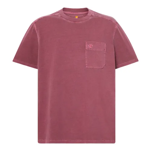 Timberland T Shirts Men's Burgundy Crew Neck Moderate
