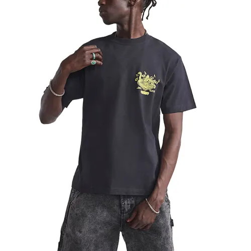 Vans RECORDS T Shirts Men's Black Crew Neck Moderate