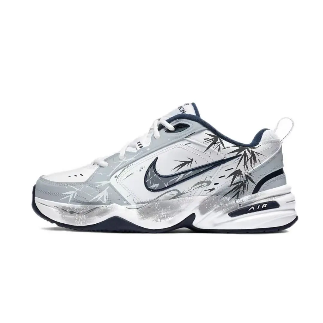 Nike Air Monarch 4 Ink Wash Bamboo Grove Abrasion Resistant Low top Chunky Sneakers Unisex White