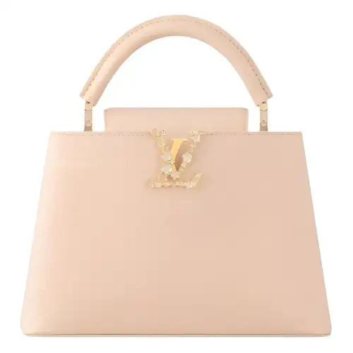 LOUIS VUITTON Leather Kapsyn Shoulder Bag, Crossbody Bag, Handbag Small Women's Beige
