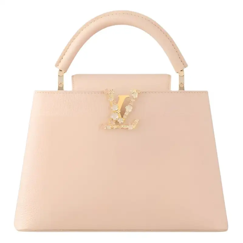LOUIS VUITTON Leather Kapsyn Shoulder Bag, Crossbody Bag, Handbag Small Women's Beige