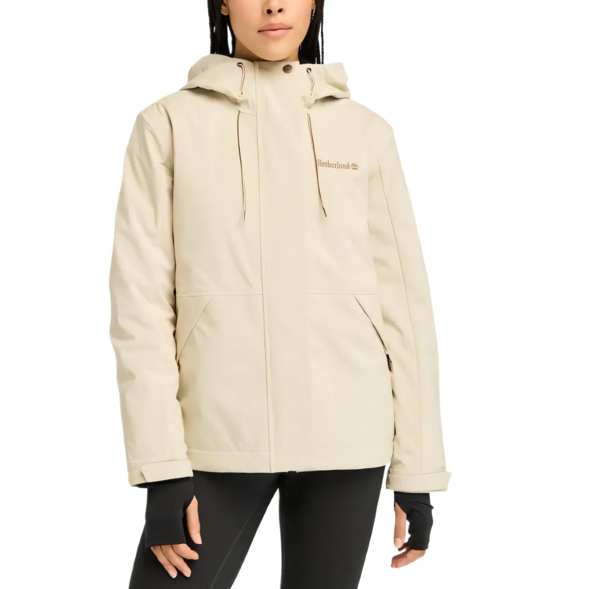 Timberland Jackets Women's Ecru Hooded Moderate Straight Fit