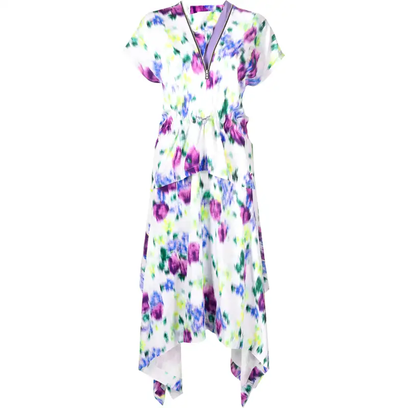 KENZO Floral Printed Zip Detailed Midi Dress