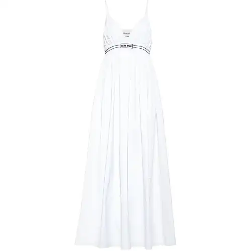 MIU MIU Slip Dresses Women's White V Neck Moderate Long