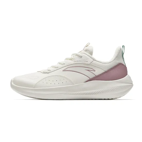 Anta Liuyun Breathable Cushioning Low top Casual Running Shoes Women's Ivory White Taro Purple