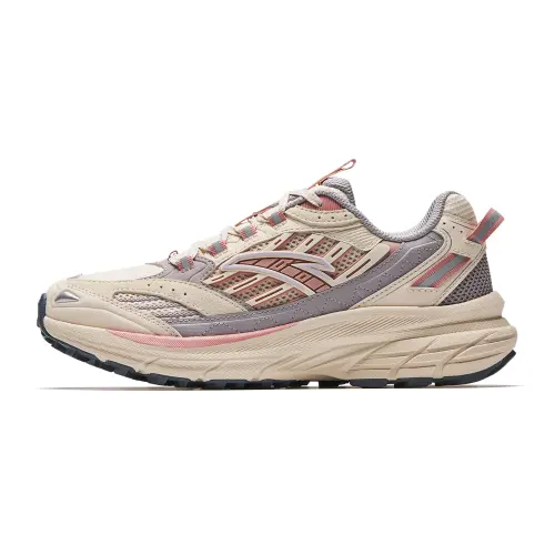 Anta Textile, Synthetic Leather Low top Casual Running Shoes Women's Wheat Khaki/Magic Carpet Gray