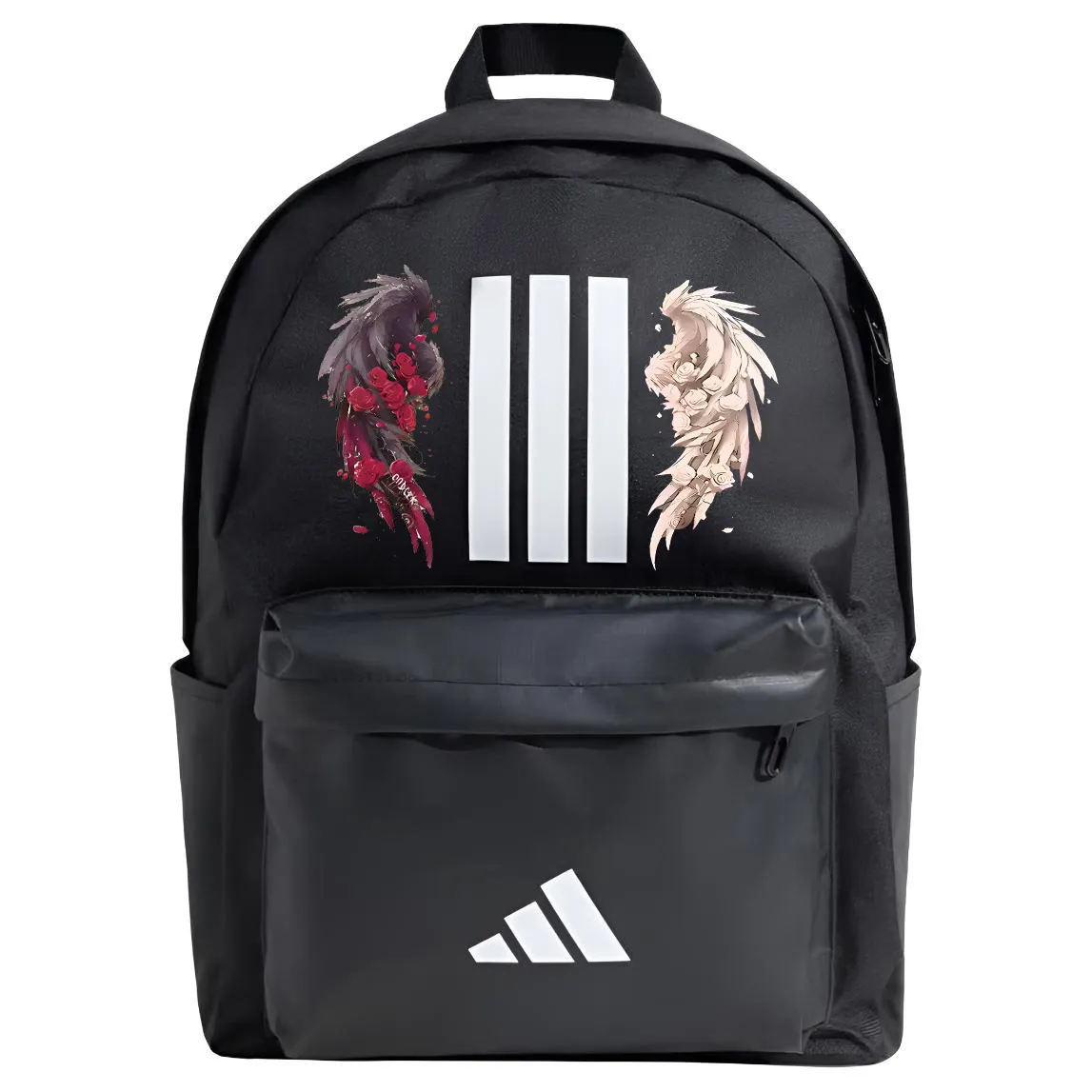 Adidas Fabric White Ink Print Backpack Regular Unisex Black