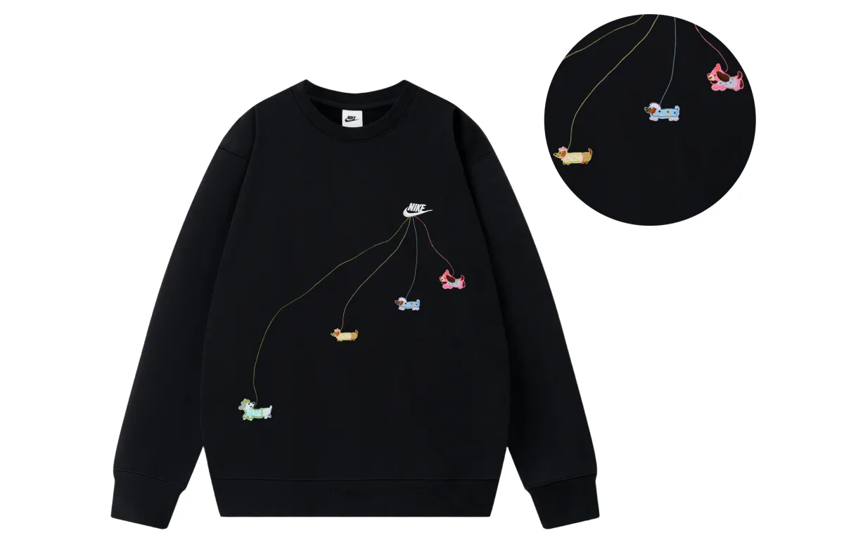 Nike Sweatshirts Unisex Black Crew Neck Moderate Regular