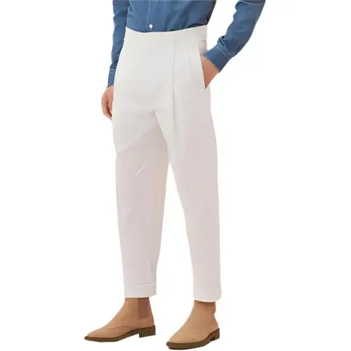 HERMES Casual Pants Men's White Moderate Straight Fit Pants