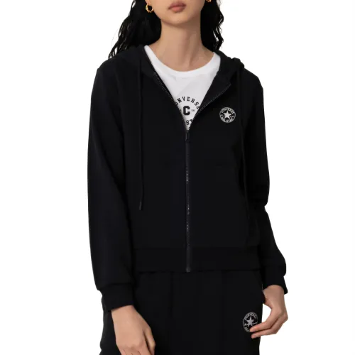 Converse Sweatshirts Women's Black Hooded Moderate