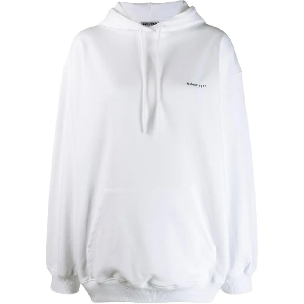 Balenciaga Sweatshirts Women's White Hooded Moderate Straight Fit