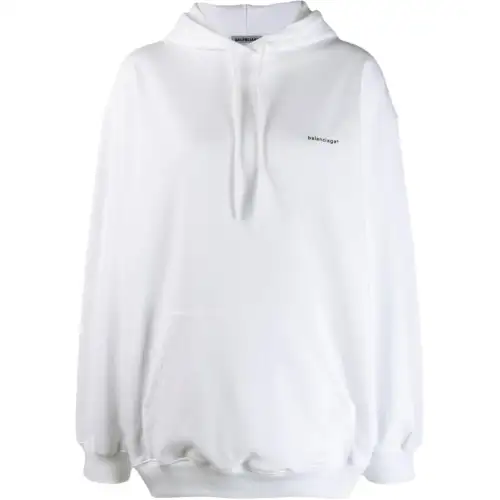 Balenciaga Sweatshirts Women's White Hooded Moderate Regular