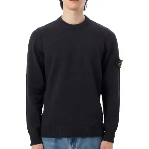 STONE ISLAND Sweaters Men's Charcoal Gray Crew Neck Moderate