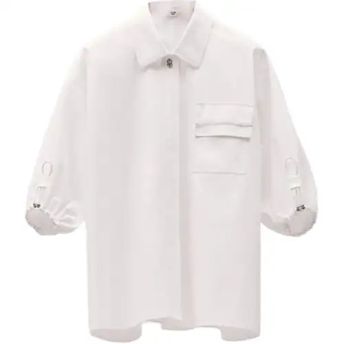 HERMES Shirts Women's White Lapel Moderate Other