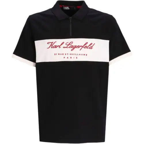 KARL LAGERFELD / Karl Lagerfeld Jeans Logo-print Zip-fastening Polo Shirt