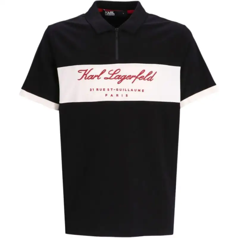 KARL LAGERFELD / Karl Lagerfeld Jeans Logo-print Zip-fastening Polo Shirt