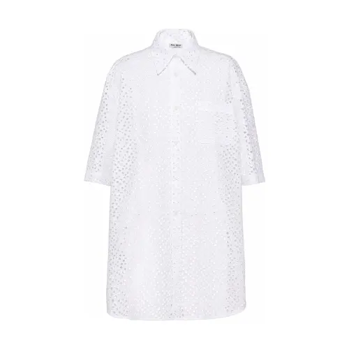 MIU MIU SS22 Long Sleeved Dress Women's White