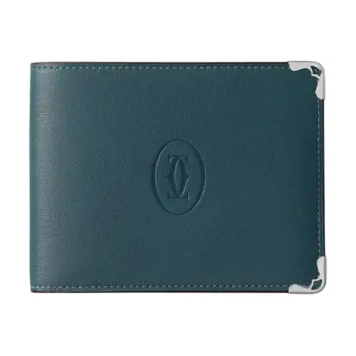 CARTIER Cow Leather Card Holder Card Holder Men's Denim