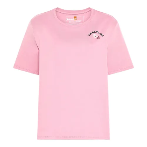 Timberland T Shirts Women's Pink Crew Neck Moderate