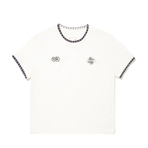 Li Ning T Shirts Women's Ivory Crew Neck Moderate Straight Fit