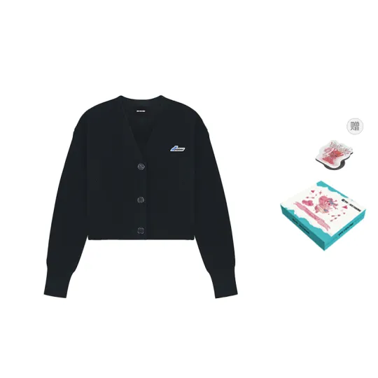 WE11DONE Logo patch Ribbed knit Wool Cardigan
