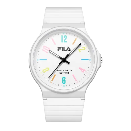 FILA Silicone quartz watch strap, white classic universal fashionable waterproof dial for men and women, quartz mechanism, simple and elegant design