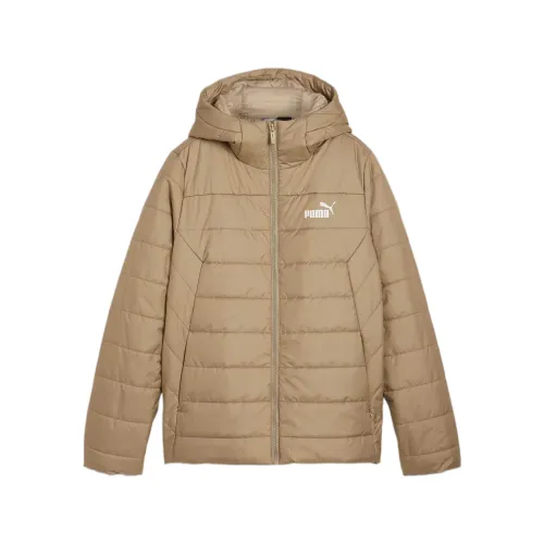 PUMA ESS Puffer Jackets Women's Khaki Hooded Thickened