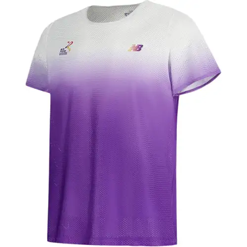 New Balance T Shirts Men's Purple Crew Neck Moderate
