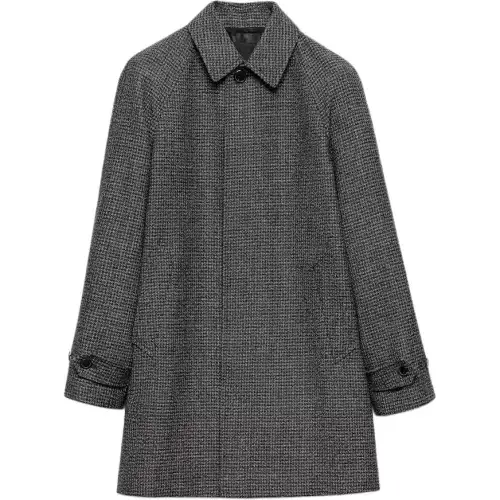 PRADA Coats Men's Black/White Lapel Moderate Straight Fit