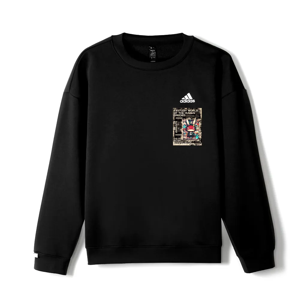 Adidas LABEL Sweatshirts Unisex Black Crew Neck Moderate Regular