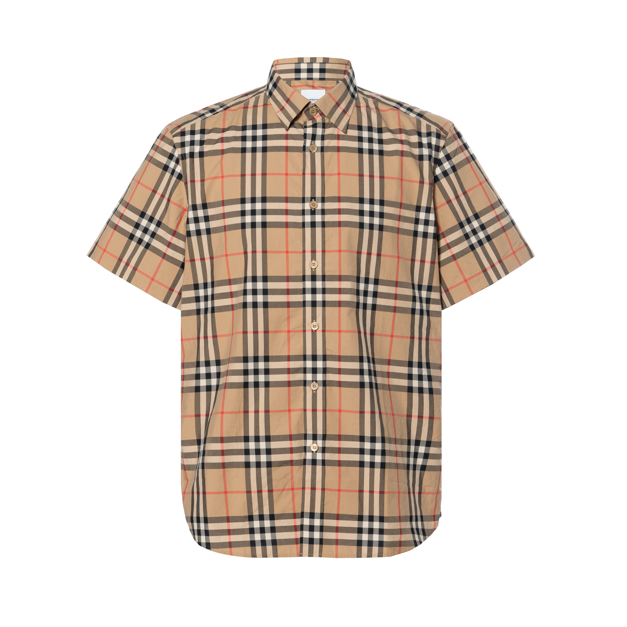 Burberry Burberry Burberry Classic Vintage Plaid Retro Plaid Short Sleeve Plaid Shirt Men's Camel