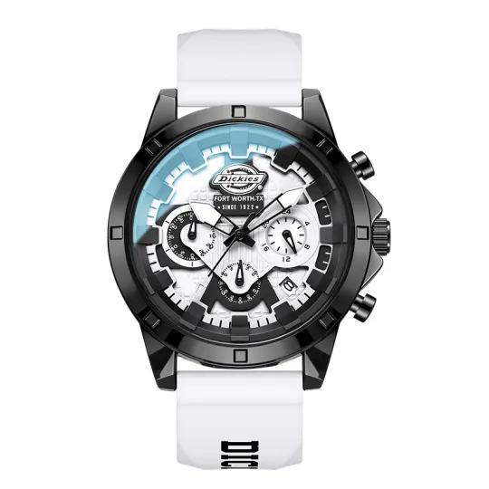 Dickies Wrist Watches Quartz Movement Silicone Strap White Dial Men's Watches