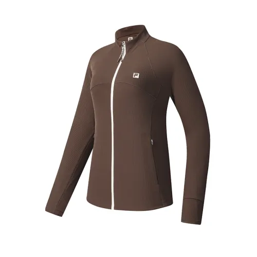 FILA Fitness Knitwear Women's Dark Earth Tone Stand Collar Moderate
