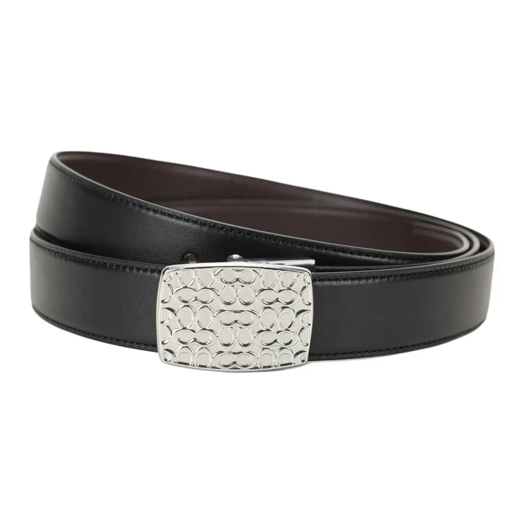 COACH PU Artificial Leather, Cow Leather Belts Men's Black Width 3cm