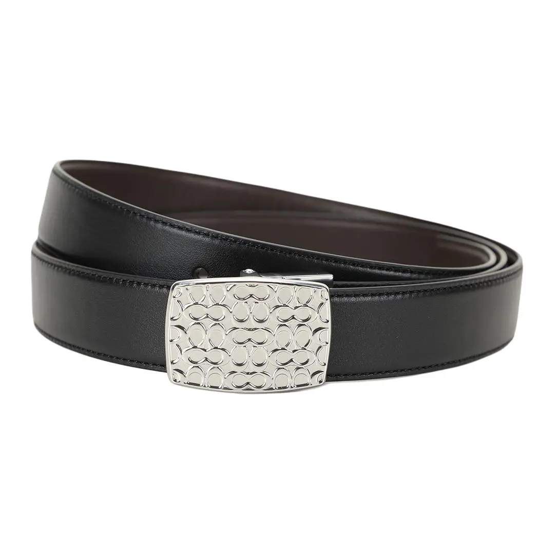 COACH PU Artificial Leather, Cow Leather Belts Men's Black Width 3cm
