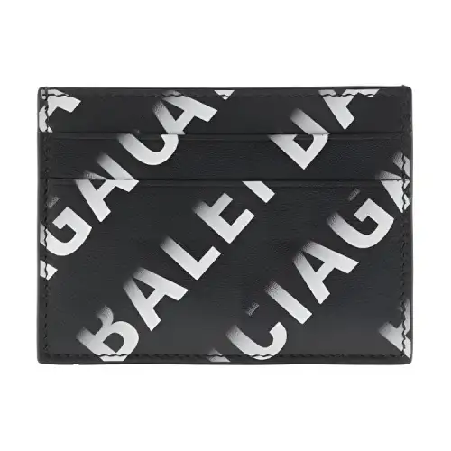 Balenciaga Cow Leather Card Holder Wallet Men's Gray