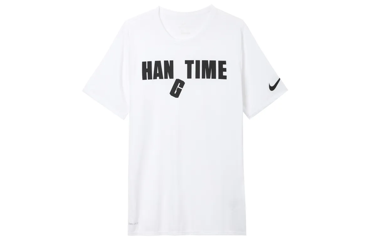 Nike T-Shirts Men's White Crew Neck Moderate Straight Fit