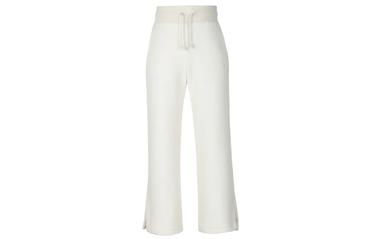 Nike Sportswear Phoenix Fleece Solid Color High Rise Lace Up Wide Leg Fleece Lined Loose Fit Casual Pants Women's Ecru