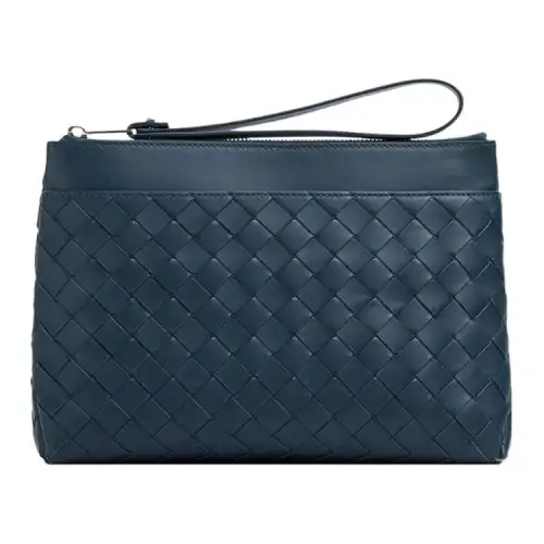 Bottega Veneta Calfskin Clutch Men's Dark Blue