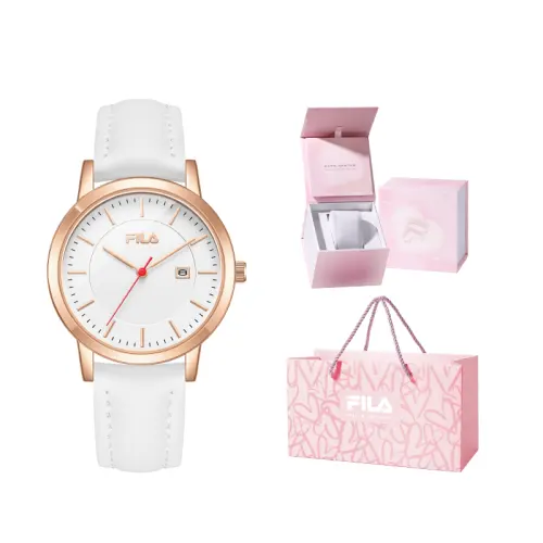 FILA Silicone small quartz watch strap, white dial, women's watch, gift box, universal set for students, quartz mechanism